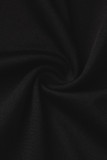 Черная повседневная повязка с принтом в стиле пэчворк с круглым вырезом большого размера из двух частей