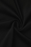 Robe noire à bretelles spaghetti imprimée décontractée Robes grande taille