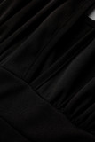 Black Sexy Solid Hollowed Out Split Joint V Neck Regular Jumpsuits