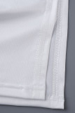 Due pezzi manica corta o collo con spacco patchwork stampa casual bianco