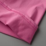Roze casual patchwork met O-hals en korte mouwen, twee stukken