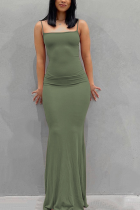 Зеленые сексуальные однотонные лоскутные платья-русалка на бретельках-спагетти