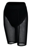 Black Sexy Solid Split Joint See-through High Waist Pencil Solid Color Bottoms