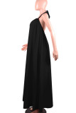 Черные сексуальные лоскутные платья с открытой спиной и лямкой на шее, прямые платья