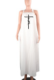 Белые сексуальные лоскутные платья с принтом и открытой спиной, прямые платья с лямкой на бретельках