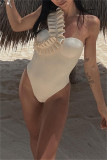 Абрикосовый модный сексуальный однотонный лоскутный купальник с открытой спиной