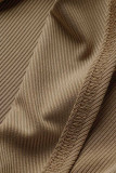 Khaki Fashion Casual Solid Patchwork V-Ausschnitt Tops