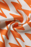 Scollo a V patchwork con stampa sexy arancione Plus Size Due pezzi