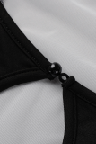 Черные сексуальные однотонные лоскутные узкие боди с лямкой на бретельках