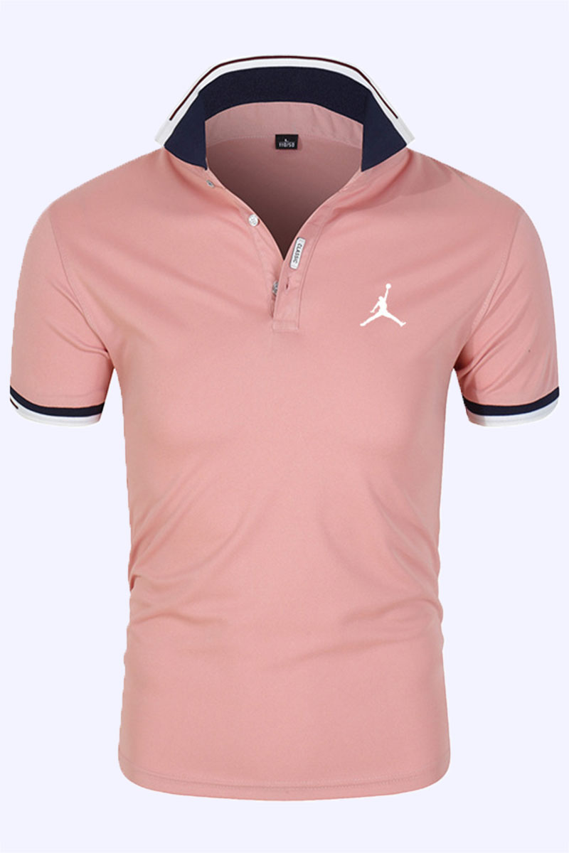 

Pink Fashion Sportswear Solid Split Joint POLO collar Tops