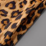 Leopard Print Casual Print Leopard Split Joint Spaghetti Strap Plus Size Jumpsuits