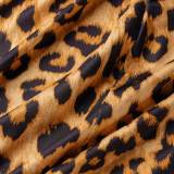 Leopardtryck Casual Print Leopard Patchwork Spaghetti Strap Plus Size Jumpsuits