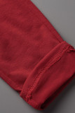 Красный сексуальный однотонный выдолбленный пэчворк с U-образным вырезом без рукавов из двух предметов