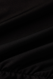 Черный сексуальный принт в стиле пэчворк с круглым вырезом плюс размер из двух частей