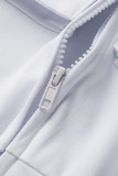 Preto Casual Sólido Patchwork Zipper Turndown Collar Macacão Regular