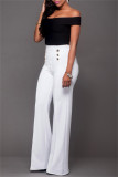 Белые модные повседневные однотонные брюки с высокой талией в стиле пэчворк
