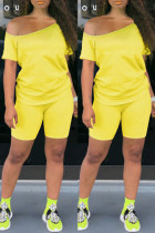 黄色のファッションセクシーなソリッドツーピーススーツプラスサイズツーピース