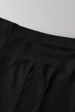 Black Fashion Sexy Solid Patchwork sem costas sem alças sem mangas duas peças