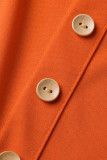 Оранжевый повседневный однотонный комбинезон в стиле пэчворк с U-образным вырезом и прямыми комбинезонами