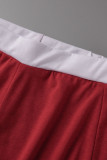 Красный сексуальный однотонный выдолбленный пэчворк с U-образным вырезом без рукавов из двух предметов