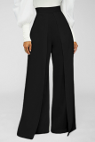 Blanc Casual Solid Patchwork Boot Cut High Waist Wide Leg Solid Color Bottoms