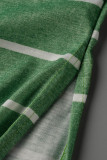 Robe mode décontractée grande taille imprimé rayé basique col rond manches courtes vert