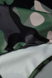 Kaki Casual Street Print Camouflage Print Asymmetrische Hoge Taille Type A Full Print Bottoms