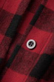 Top con colletto rovesciato asimmetrico con fibbia patchwork stampa scozzese casual rosso