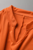 Tangerine Red Fashion Solid Volants mit V-Ausschnitt, ärmellos, zweiteilig
