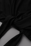 Серый Повседневные однотонные рваные с круглым вырезом и короткими рукавами два предмета