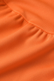 Tangerine Red Fashion Solid Volants mit V-Ausschnitt, ärmellos, zweiteilig