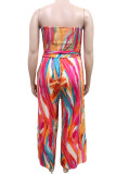 Oranje casual print patchwork strapless jumpsuits in grote maten