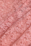 Rosa sexy sólido patchwork transparente correa de espagueti sin mangas dos piezas