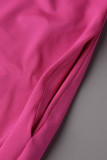 ブラウン カジュアル プリント パッチワーク スパゲッティ ストラップ スリング ドレス プラス サイズ ドレス