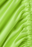 Fluorescerande Grön Sexig Solid Draw String Halter Pencil Skirt Plus Size Two Pieces