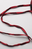 Top con colletto rovesciato asimmetrico con fibbia patchwork stampa scozzese casual rosso
