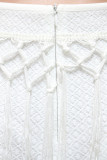 Witte sexy effen kwastjes patchwork doorschijnende spaghettibandjes rechte jurken