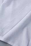 Robe chemise blanche sexy à col rabattu et fente unie