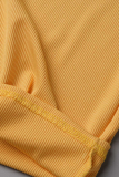 Pagliaccetti skinny con cinturino per spaghetti patchwork solido giallo sexy