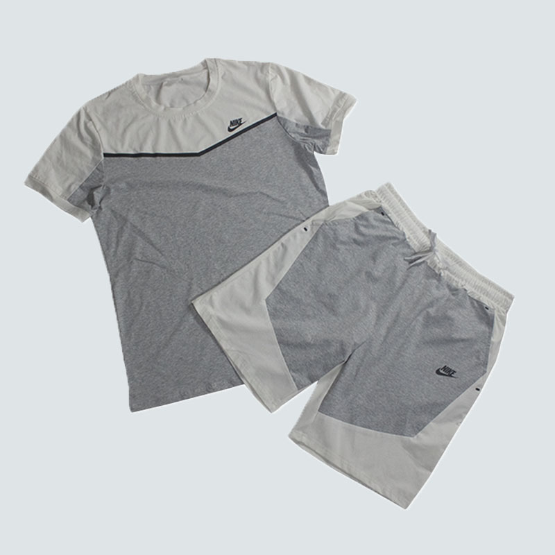 

Grey Fashion Casual Print Patchwork O Neck Short Sleeve Two Pieces