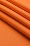 naranja moda casual sólido patchwork hendidura v cuello manga corta dos piezas