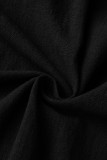 Robes de robe de chemise à col rabattu décontractées en patchwork solide noir