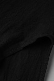 Robes de robe de chemise à col rabattu décontractées en patchwork solide noir