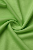 Fluorescent Green Casual Gradual Change Print Patchwork U Neck Sleeveless Two Pieces