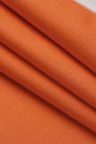 Dos piezas de manga corta con cuello en O de patchwork con estampado de letras informales de moda naranja