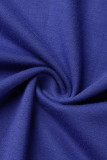 Blu royal moda casual solido spacco scollo a U senza maniche in due pezzi
