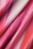 Robe rose à la mode décontractée grande taille imprimée basique à manches courtes