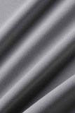 Серый модный повседневный сплошной бинт с круглым вырезом и коротким рукавом из двух частей