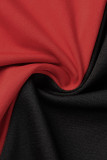 Schwarz Rot Casual Solid Bandage Patchwork Asymmetrischer O-Ausschnitt Plus Size Zweiteiler
