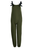 Army Green Casual Solid Patchwork Spaghetti Strap Lösa Jumpsuits
